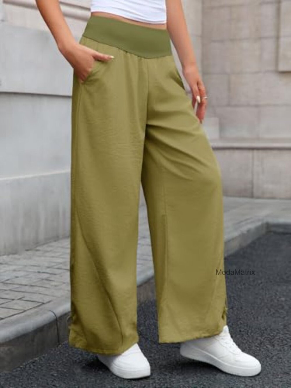 Wide Leg Pants High Waist Baggy Track Pants Loose Fit Drawstring Cuffs Lounge - Picture 4 of 7